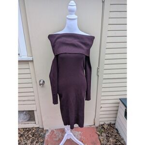 Wilfred Ribbed Off Shoulder Sweater Dress Plum Purple Size Medium